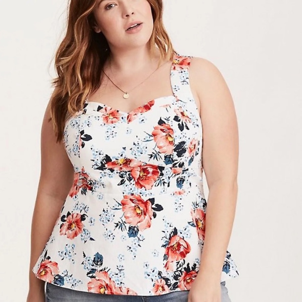 TORRID Floral Sateen Peplum top